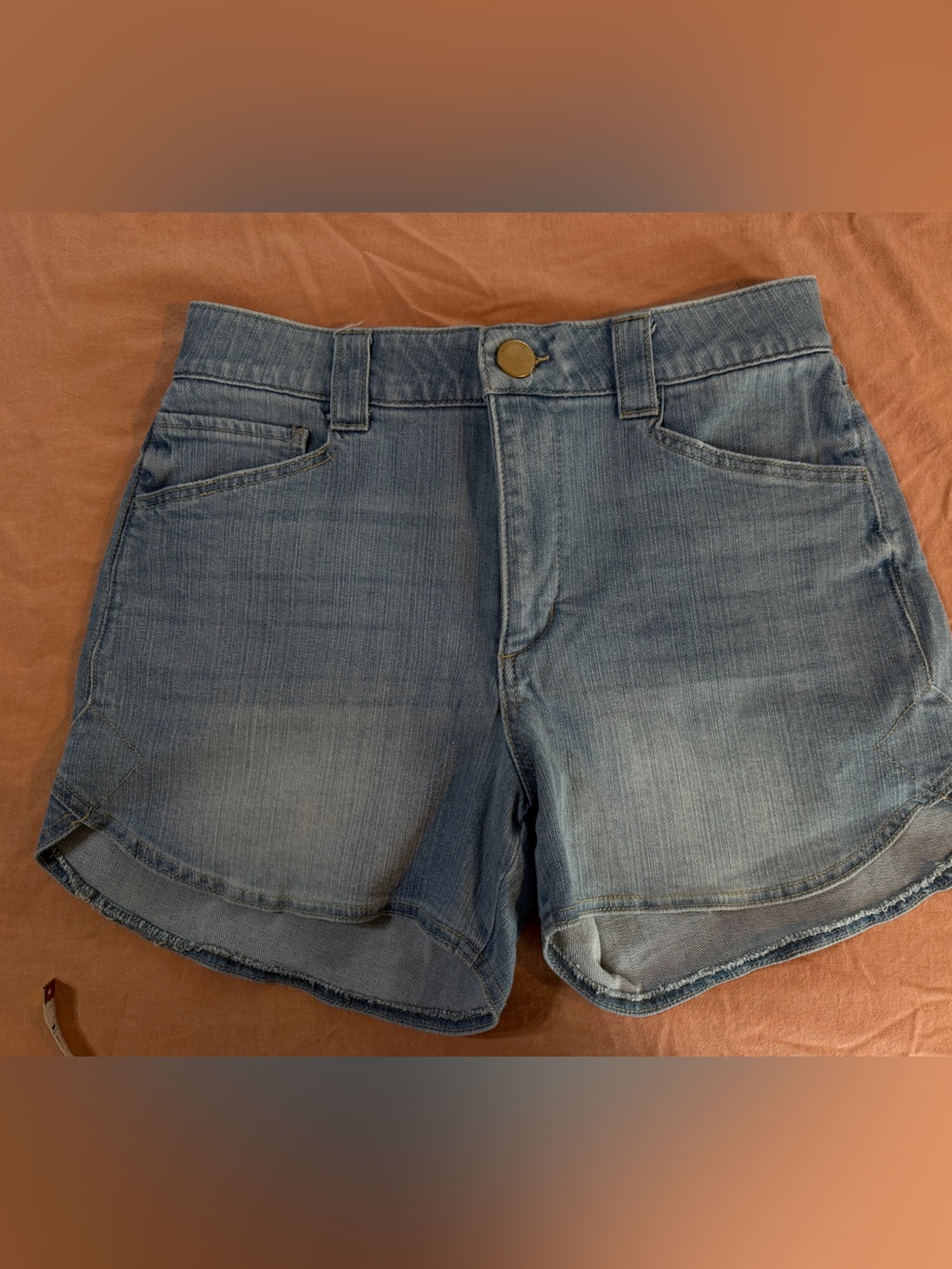 Democracy “Ab”solution Skyrise Dolphin Denim Shorts Size 8